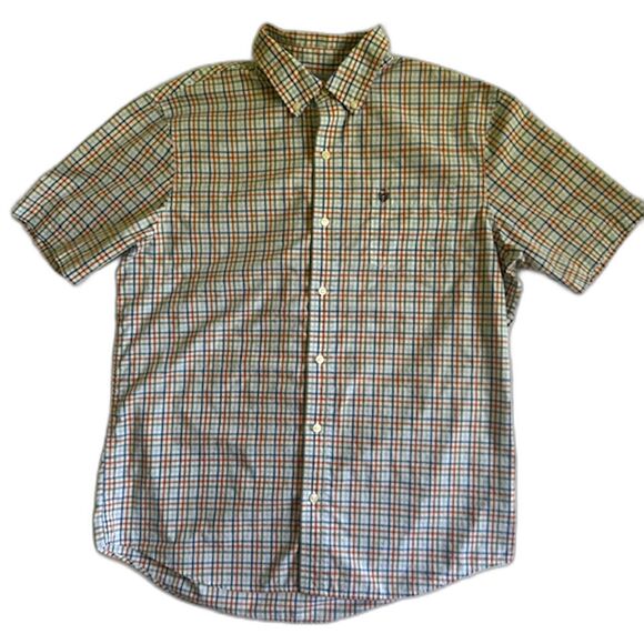 CHAPS Lot of 2 Men's SZ L SS Button Down Shirts Multi Color Checker Plaid Light - Picture 5 of 16